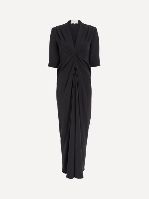 Loulou de Saison Willa Gathered Crepe de Chine Midi Dress