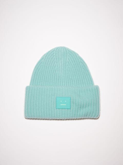 Ribbed knit beanie hat - Turquoise blue