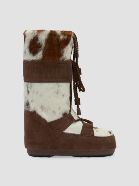 MOON BOOT Women's Icon Archive 1985 Animal-Print Calf Hair & Suede Boots - White Cocoa