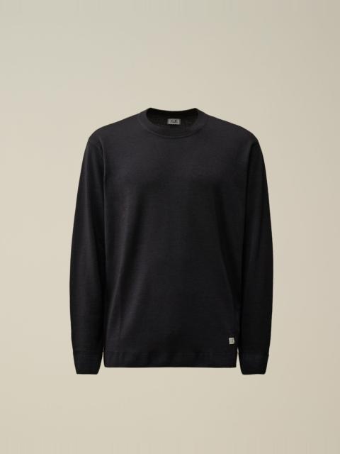 Merino Wool Fast Dyed Crew Neck Logo Knit