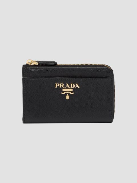 Prada Women's Saffiano Leather Card Case Keychain - Black