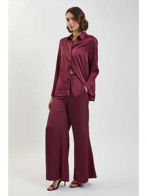 KAREN MILLEN Petite Hammered Satin Wide Leg Woven Trouser