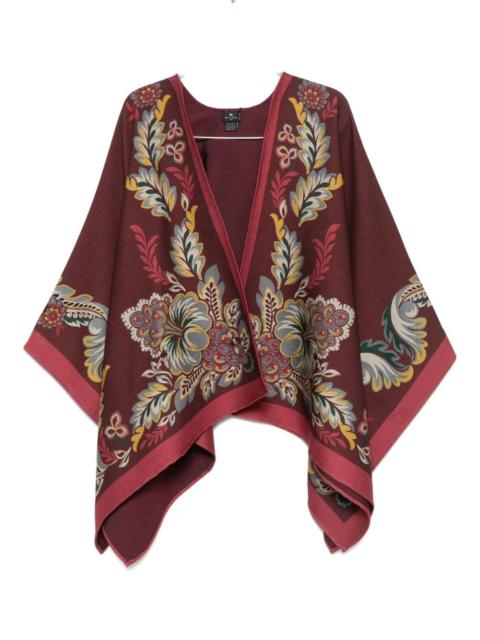 floral-print poncho
