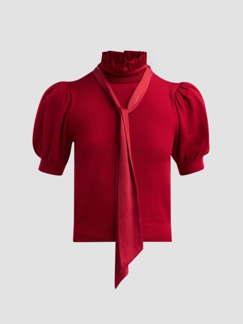 Alice + Olivia Women's Chase Puff Sleeve Tie Sweater - Garnet