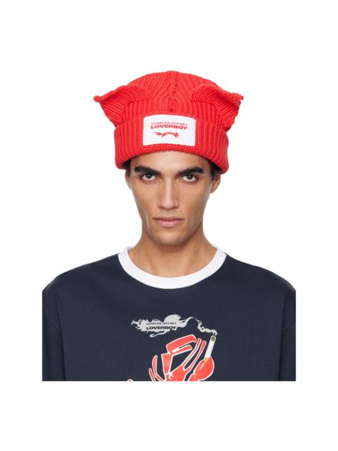 CHARLES JEFFREY LOVERBOY Red Chunky Ears Beanie