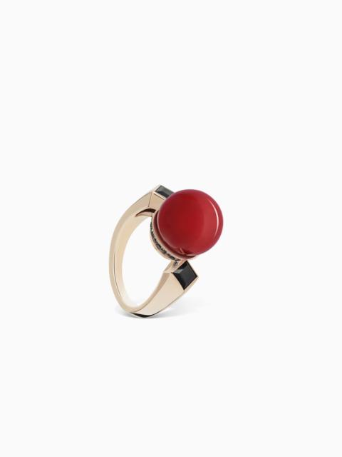 GIORGIO ARMANI TAMARA RING IN 18K GOLD, SAPPHIRES AND CARNELIAN