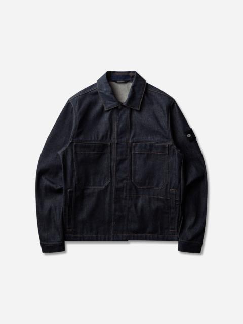 Stone Island Men's Indigo Denim-Raw Coach Jacket Blue Raw