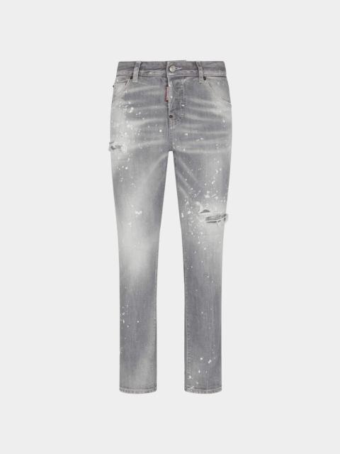 DSQUARED2 GREY SPOTTED WASH COOL GIRL JEANS