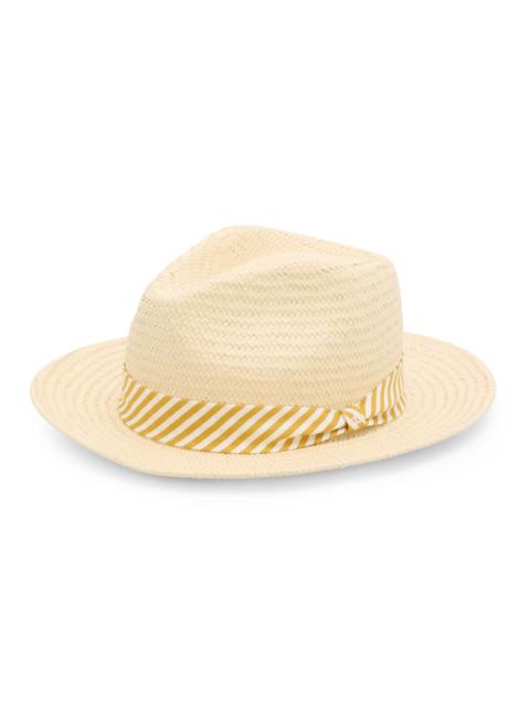 rag & bone Women's Packable Striped Straw Fedora - Natural Gold Stripe