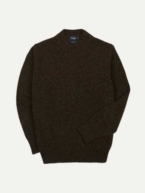 Drake's Brown Donegal Crew Neck Jumper