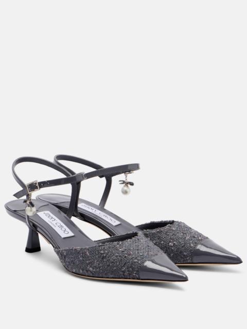 JIMMY CHOO Aren tweed slingback pumps