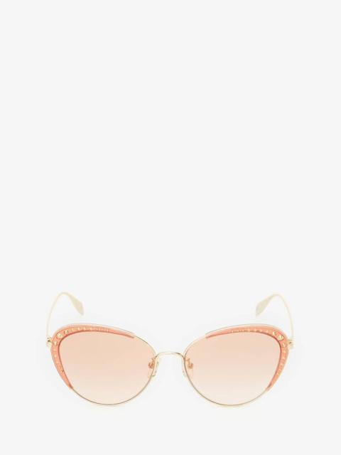 Alexander McQueen Studded Lens Cat-eye Sunglasses in Light Gold
