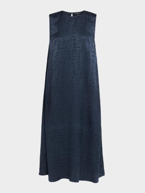 EILEEN FISHER Sleeveless Matte & Shiny Silk Midi Dress