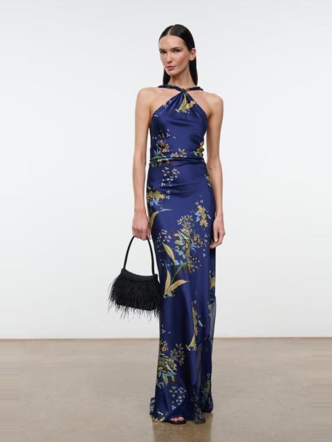 STAUD STAUD CHARLI SILK DRESS TAPESTRY MIDNIGHT