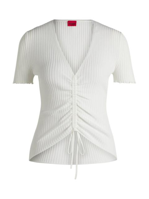 HUGO V-NECK TOP WITH GATHERED FRONT