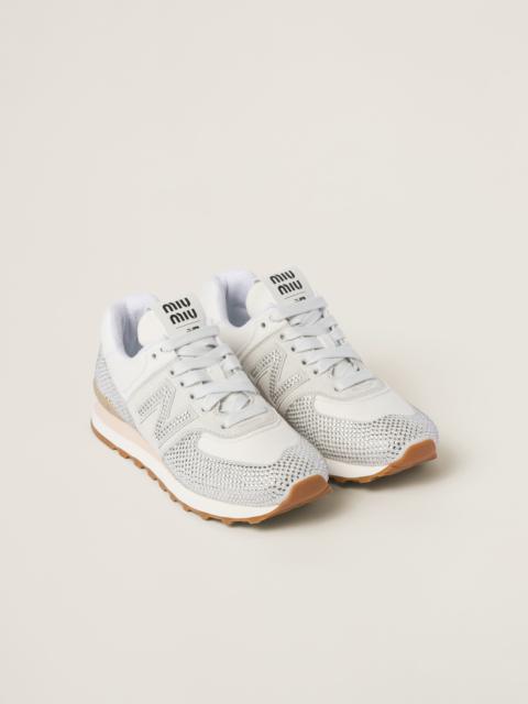 574 New Balance x Miu Miu suede and denim sneakers