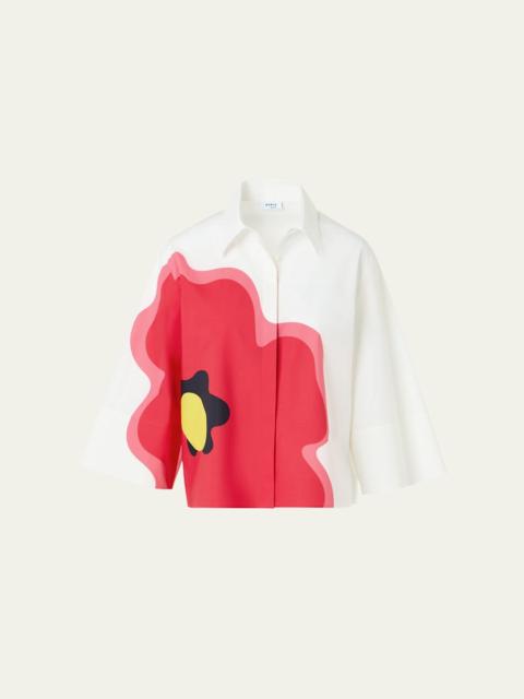 AKRIS Flower-Print Boxy Button-Down Shirt
