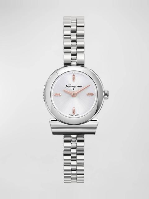 FERRAGAMO 22.5mm Gancino Watch with Bracelet Strap, Silver