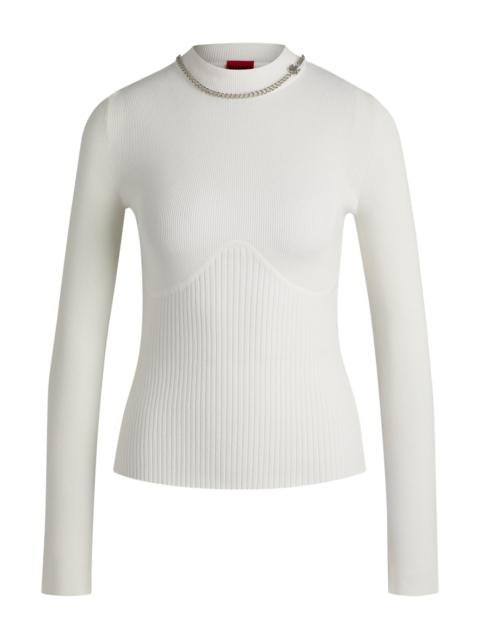 HUGO MOCK-NECK SWEATER WITH CHAIN COLLAR TRIM