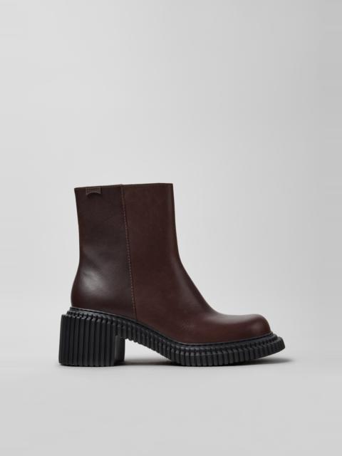 CAMPER Pix London Brown Leather Ankle Boots for Women.