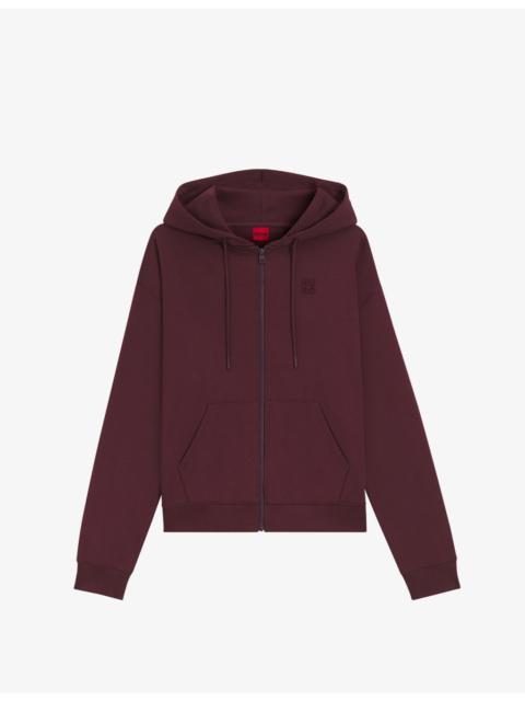 HUGO Logo-Embroidered Zip-Up Cotton-Jersey Hoody