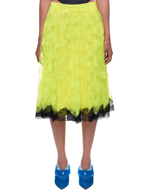 Christopher Kane Chantilly Lace Neon Midi Skirt