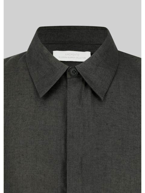AMOMENTO Amomento Linen Oversized Shirt - Khaki Grey