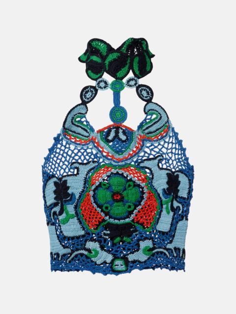 Etro Floral crochet cotton crop top