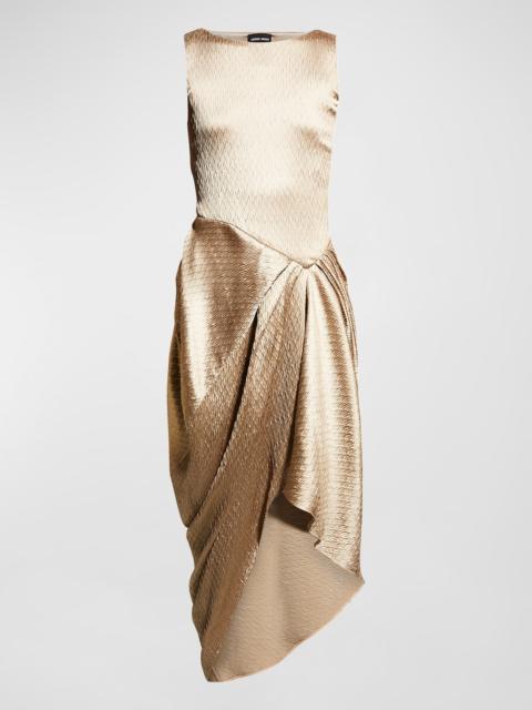GIORGIO ARMANI Draped Textured Satin Midi Dress