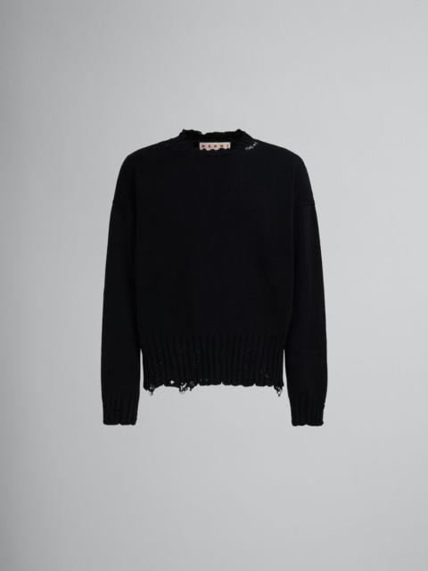 Marni BLACK TWISTED CREWNECK SWEATER