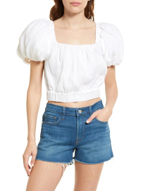 Ruched Crop Puff Sleeve Blouse