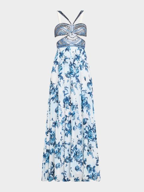 L'AGENCE Painterly Floral Annistyn Embellished Gown