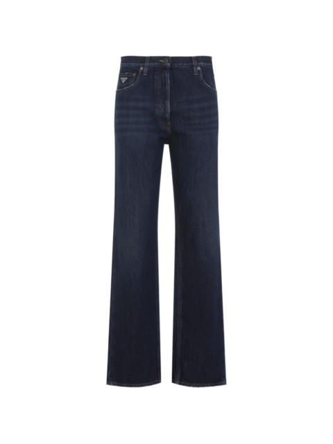 Prada logo-plaque wide-leg jeans