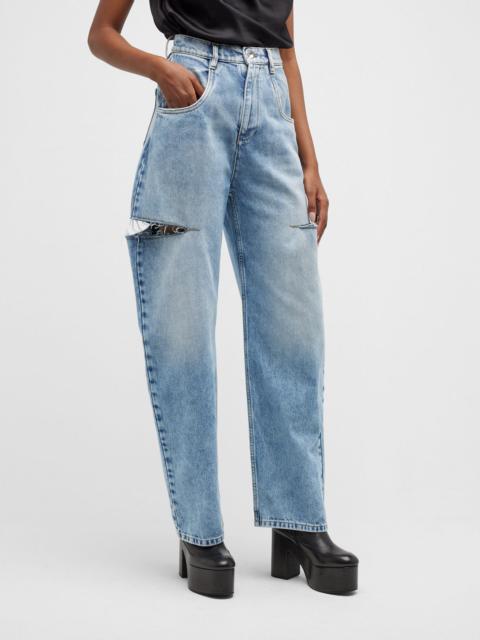Maison Margiela Slash-Sides Wide-Leg Denim Pants