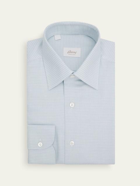 Brioni Men's Cotton Textured-Check Point Collar Dress Shirt