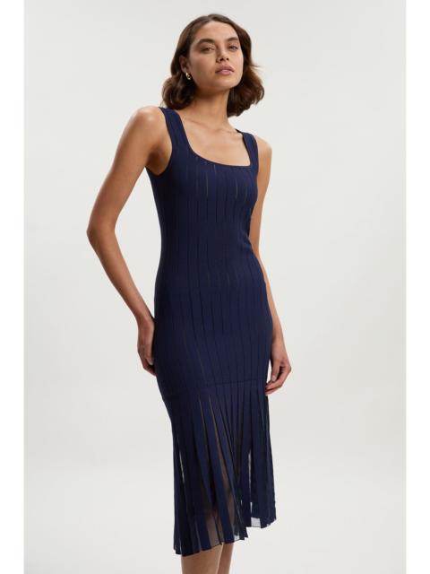 KAREN MILLEN Petite Compact Stretch Square Neck Knitted Flippy Dress