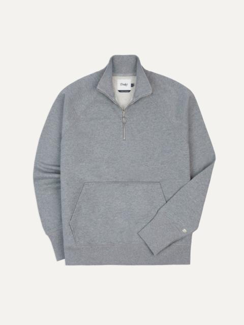 Drake's Grey Cotton Quarter Zip Sweatshirt