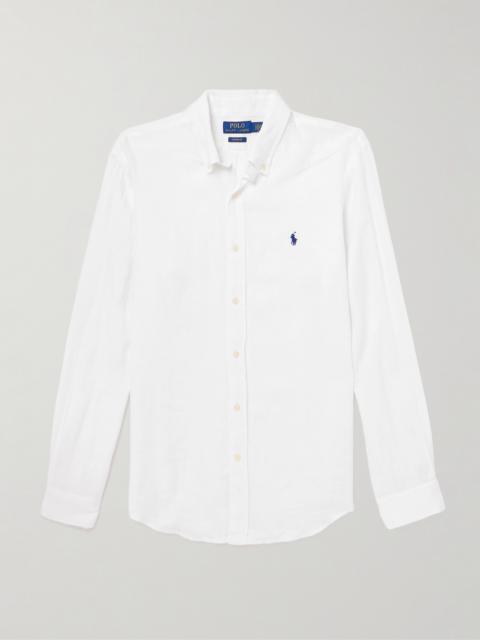 Polo Ralph Lauren Button-Down Collar Logo-Embroidered Linen Shirt
