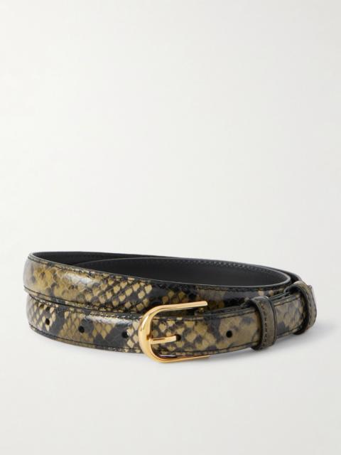NILI LOTAN Jane snake-effect leather belt Brown