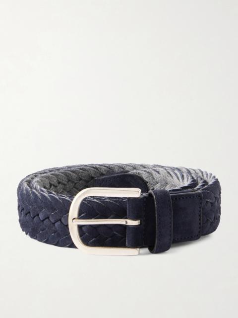Canali 3cm Woven Suede and Wool Belt