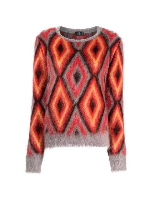 intarsia-knit round-neck jumper