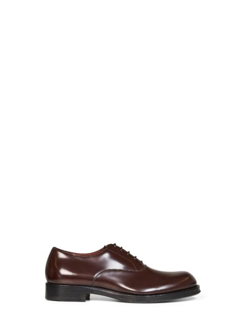 Dries Van Noten Dark brown brushed leather Derby shoes
