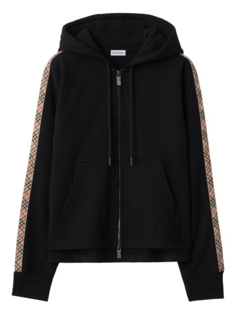 Burberry checked-trim zip-up hoodie