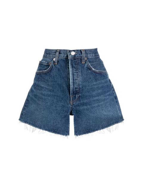 Parker raw-cut denim shorts