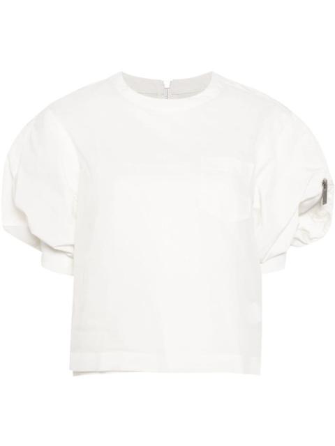 sacai puff-sleeved panelled blouse