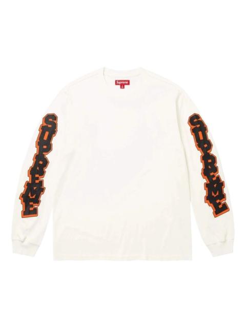 Supreme Supreme SS26 Cracked Sleeve L/S T-Shirt 'Washed White' SUP-SS26-042-WHT