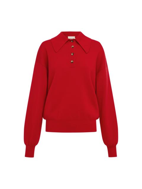 ALÉMAIS Rocky Knit Polo Cherry
