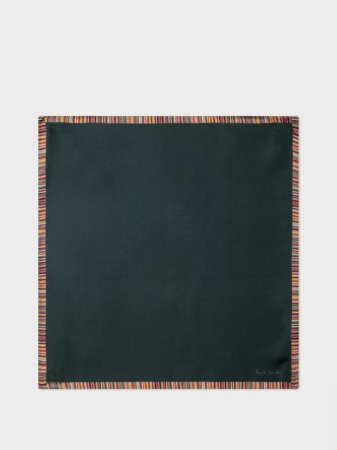 Paul Smith Dark Green 'Signature Stripe' Silk Pocket Square