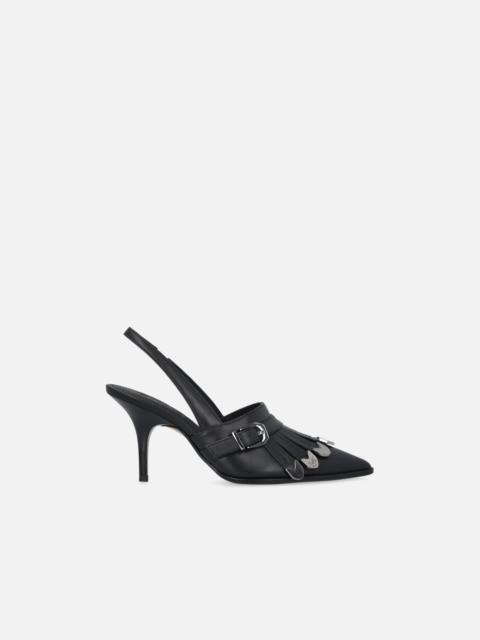 PINKO LEATHER SLINGBACKS WITH SADDLERY-INSPIRED DETAILS