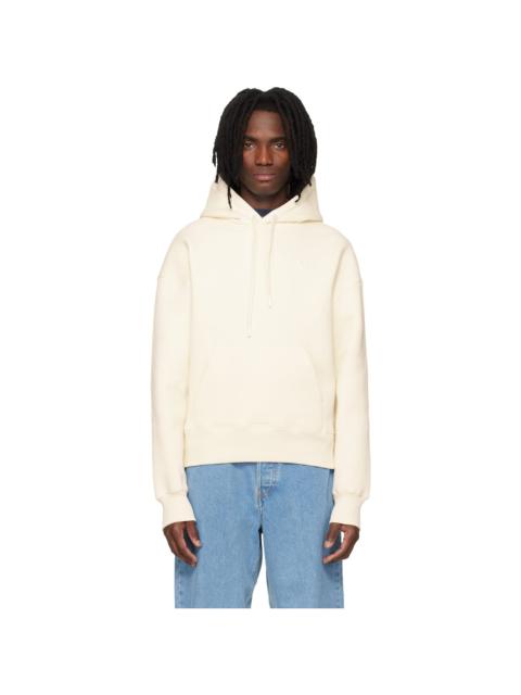 AMI Paris Off-White Cotton Embossed Ami De Coeur Hoodie